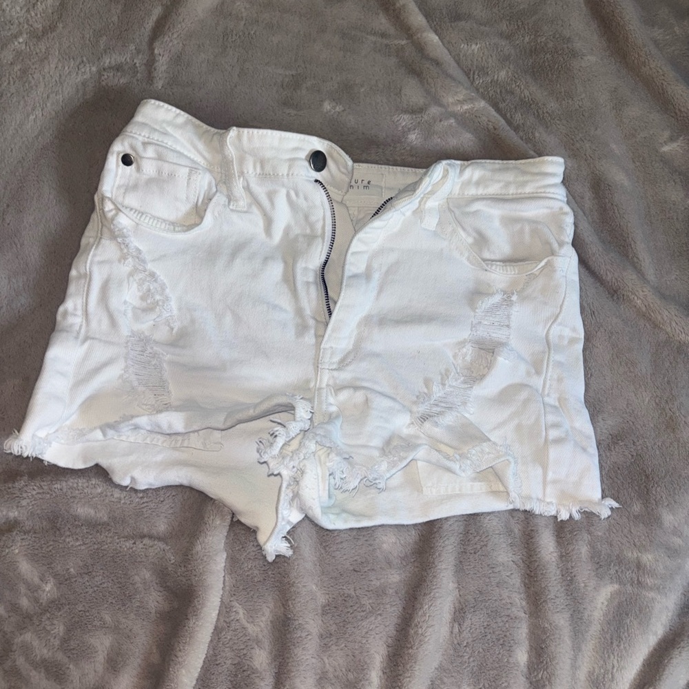White Distressed Women's Shorts